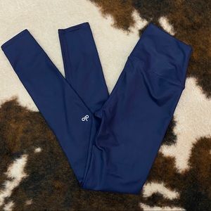Alo Glossy Navy High Waisted Air Lift Brush Pants